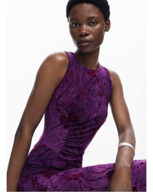 Desigual Robe Midi Ajustée Sans Manches Femme - Violet