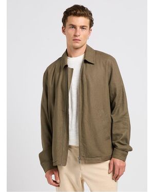 Les Deux Veste Col Classique En Lin Mélangé - Vert