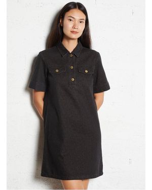 I Code Robe Évasée Col Classique Motif Léopard En Coton Femme - Noir
