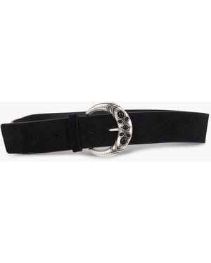 Ba&sh Ceinture En Cuir Velours - Blanc