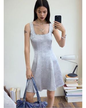 Desigual Robe Courte Encolure Carrée Femme - Noir