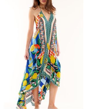 Wild Robe Midi Col V Imprimée Femme - Blanc