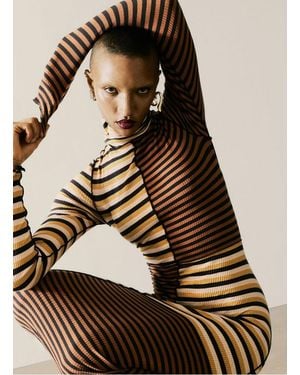 Desigual Robe Midi Col Montant En Coton Mélangé Femme - Marron