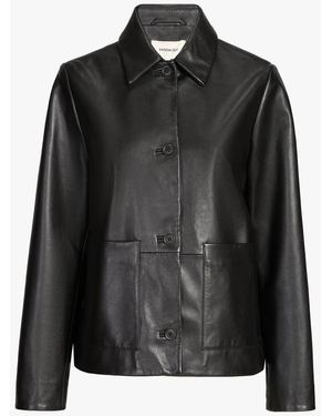 SAISON 1865 Veste Col Classique En Cuir Femme - Noir