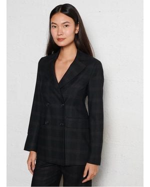 Diega Veste Ajustée Col Tailleur À Carreaux Femme - Noir