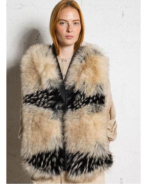 Mes Demoiselles Veste Sans Manches Fourrure Tachetée Femme - Neutre