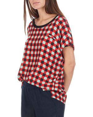 Attic And Barn Top Col Rond Fluide Imprimé Femme - Rouge