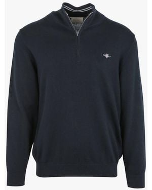 GANT Pull Col Zippé En Coton - Bleu