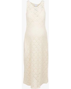 Seraphine Robe Midi Col Rond Crochet En Coton Mélangé Femme - Blanc