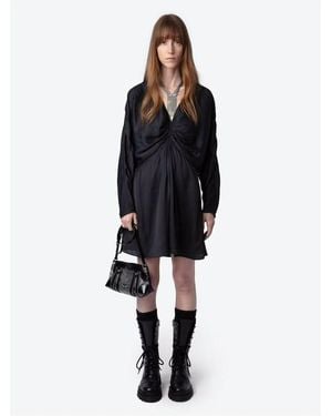 Zadig & Voltaire Robe Courte Satinée Effet Drapé Femme - Noir