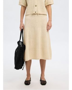 SELECTED Jupe Midi En Coton Bio Mélangé Femme - Neutre