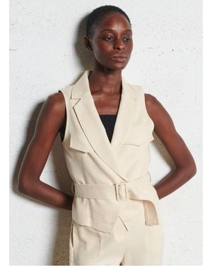 MAISON 123 Veste Tailleur Ceinturée Sans Manches Femme - Neutre