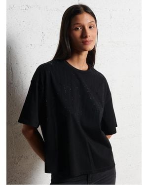Liu Jo Tee-Shirt Col Rond En Coton Femme - Noir