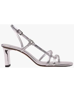 Maje Sandales À Talons En Cuir Métallisé Femme - Blanc