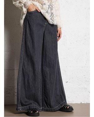 Please Pantalon Palazzo En Coton Femme - Noir