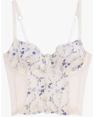 Icône Soutien-Gorge Corbeille À Motif Fleuri Femme - Blanc