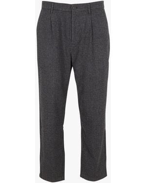 Minimum Pantalon Chino 7/8 Ème En Laine Mélangée Imprimé - Gris