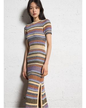 Ba&sh Robe Longue En Coton Rayé Femme - Multicolore