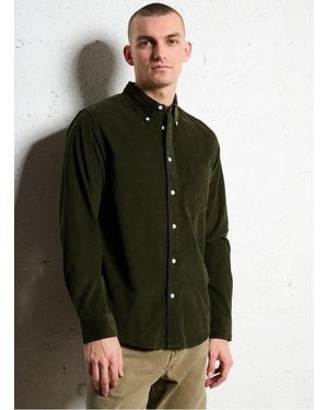 Minimum Chemise Droite Col Classique En Coton Bio - Vert