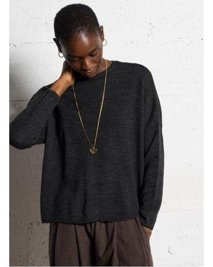 MASSCOB Pull Oversize Col Rond En Alpaga Mélangé Femme - Noir