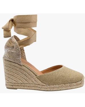 Castañer Espadrilles Compensées En Lin Et Coton Femme - Métallisé