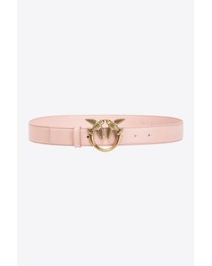 Pinko Ceinture Love Birds En Cuir 3Cm - Rose