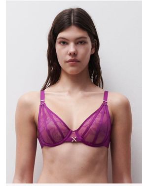 Chantelle Soutien-Gorge Plongeant Avec Dentelle De Leavers - Violet