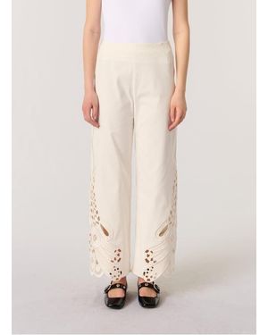 Maje Pantalon Droit En Coton Mélangé Femme - Neutre