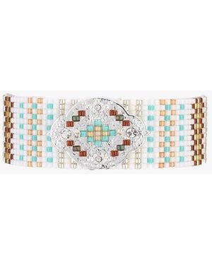 Hipanema Bracelet Gravé En Laiton Argenté - Blanc