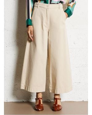 Max Mara Jean Large Taille Haute En Coton Femme - Neutre