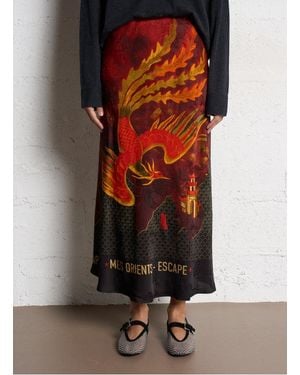 Mes Demoiselles Jupe Midi Imprimée Femme - Rouge