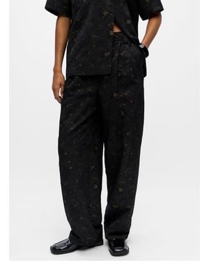 Object Pantalon Droit À Motifs Femme - Noir
