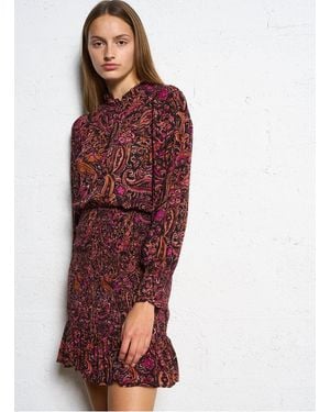 La Petite Etoile Robe Courte Col Victorien À Imprimé Floral Femme - Rouge