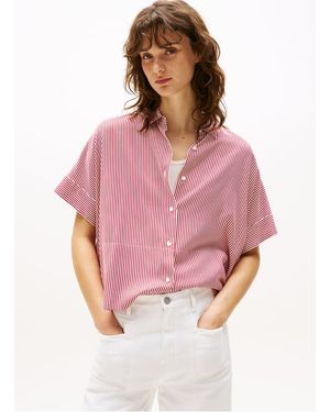 Tommy Hilfiger Chemise Droite Rayée Femme - Rose