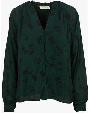 La Petite Etoile Chemise Ample Col V Imprimée Femme - Vert