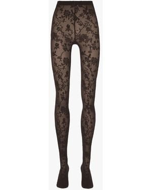 Wolford Collants En Dentelle Florale Femme - Gris