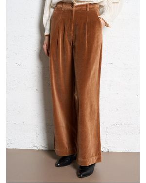 Emile Et Ida Pantalon Large En Velours De Coton Femme - Marron