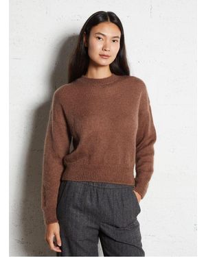 MASSCOB Pull Droit Col Rond En Mohair Mélangé Femme - Marron