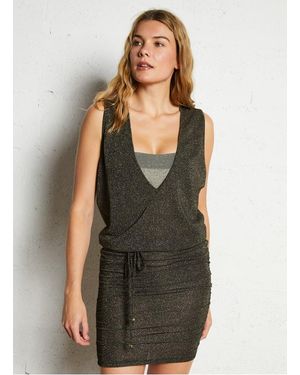 Beliza Robe Courte Col V Pailletée Femme - Vert