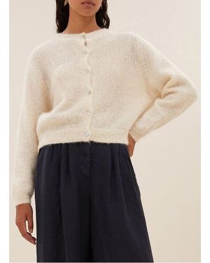 By-Bar Cardigan Col Rond En Laine Mélangée Femme - Neutre