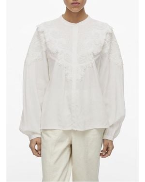 ROUGE EDIT Chemise Brodée Ample Femme - Blanc