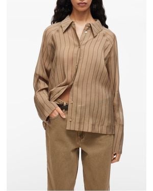 ROUGE EDIT Chemise Rayée Col Classique Femme - Marron