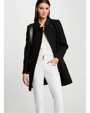 Morgan Manteau Long En Laine Mélangée Femme - Noir
