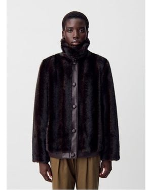 Claudie Pierlot Veste En Fausse Fourrure Unie Femme - Bleu