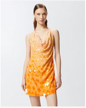 Pinko Mini-Robe Dos Nu Dégradée À Paillettes Femme - Orange