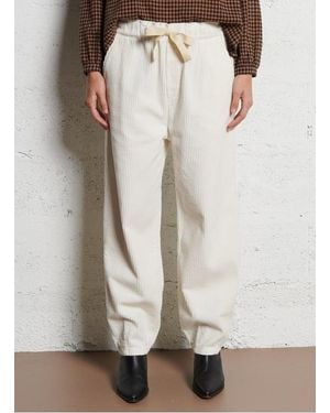 Emile Et Ida Pantalon Large En Velours Côtelé Femme - Blanc