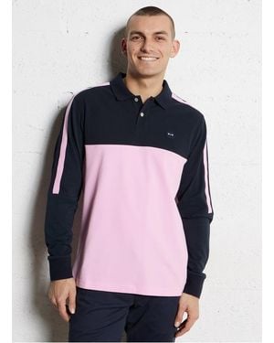 Eden Park Polo Manches Longues Bicolore - Rose