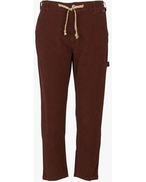 Please Pantalon Droit En Coton Mélangé Femme - Marron