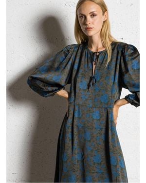 The Tiny Big Sister Robe Longue Ample Fluide Femme - Bleu