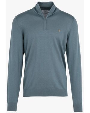 Farah Pull Col Camionneur En Laine - Bleu
